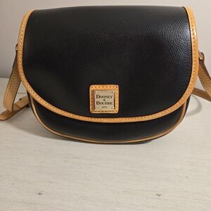 Dooney & Bourke Small Black and Tan Saddle Bag